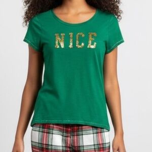 OLD NAVY · GREEN + GOLD SEQUIN NICE SHORT SLEEVE - SIZE SMALL